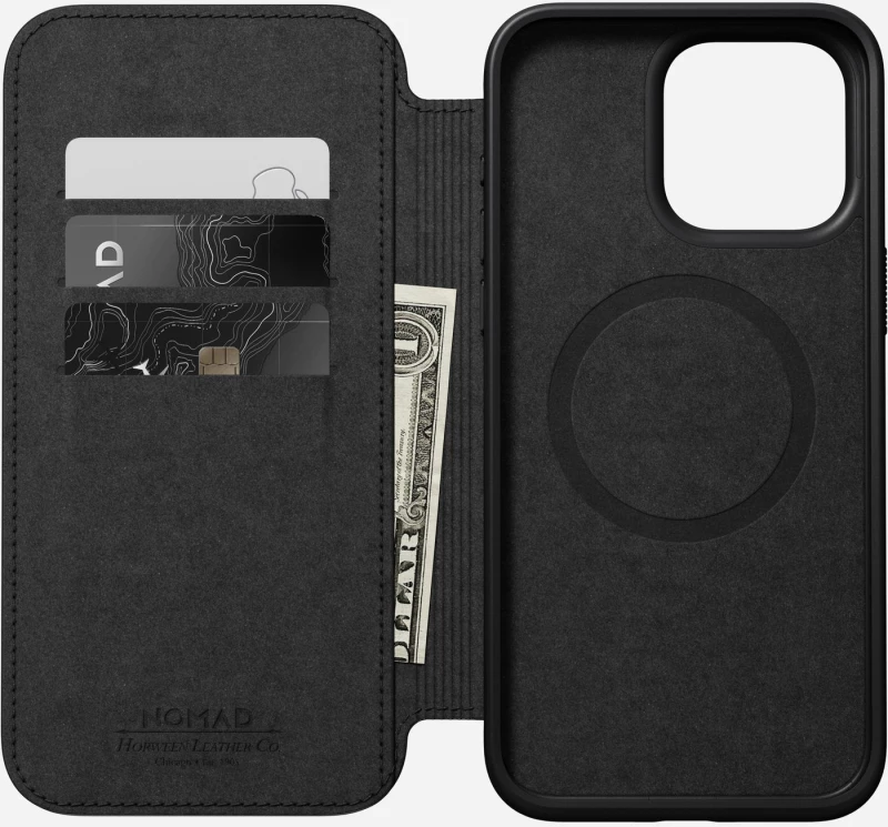 Nomad Modern Leather Folio - MagSafe Δερμάτινη Θήκη - Πορτοφόλι Apple iPhone 15 Pro Max - Rustic Brown (NM01635185)