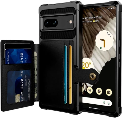 HappyCase 3 σε 1 - Θήκη Σιλικόνης με Ενσωματωμένο PU Πορτοφόλι - Google Pixel 7 - Black (8719246391484)