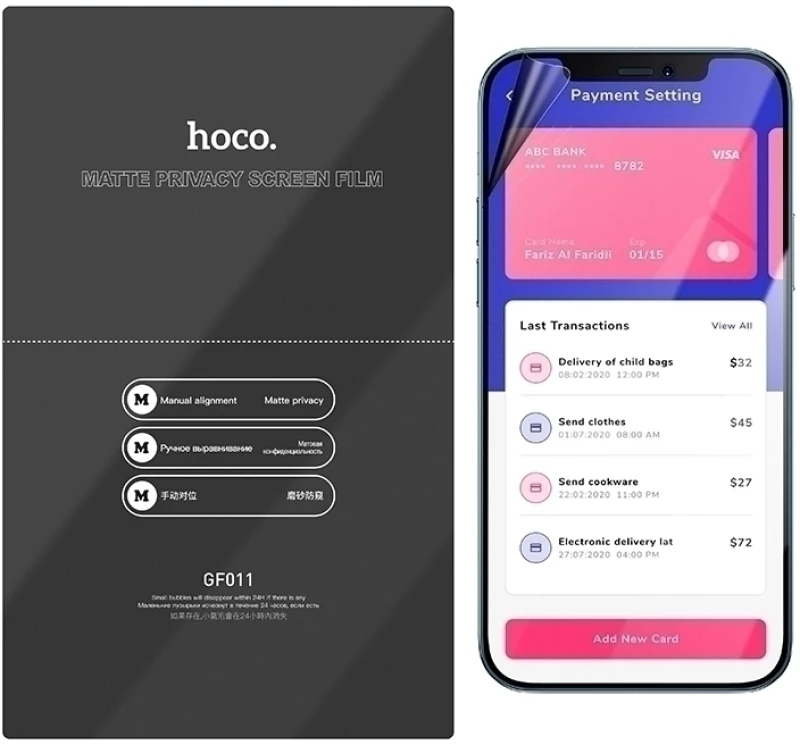 Hoco Hydrogel Pro Privacy Matte Screen Protector - Ματ Μεμβράνη Προστασίας Απορρήτου Οθόνης Realme Narzo 50A Prime - 0.15 mm - Matte (HOCO-FRONT-PRM-027-044)