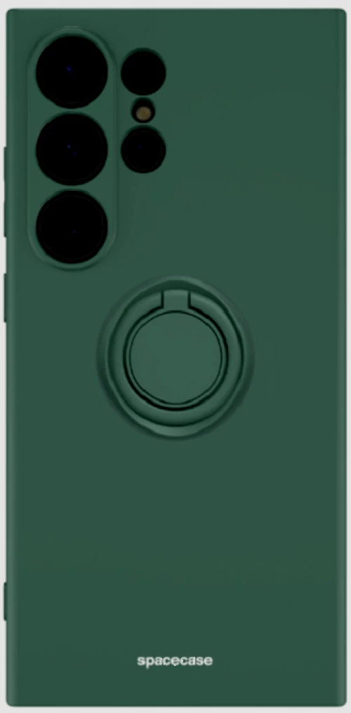Θήκη Σιλικόνης με Μεταλλικό Μαγνητικό Ring Holder - Samsung Galaxy S24 Ultra - Spacecase Silicone Ring - Dark Green (5905719106805)