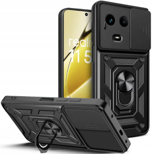 Bodycell Armor Slide - Ανθεκτική Θήκη Realme 11 5G / 11X με Κάλυμμα για την Κάμερα & Μεταλλικό Ring Holder - Black (5206015072598)