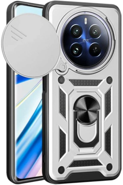Ανθεκτική Θήκη με Κάλυμμα για την Κάμερα & Μεταλλικό Ring Holder - Realme 12 Pro / 12 Pro Plus - Bodycell Armor Slide - Silver (5206015074660)