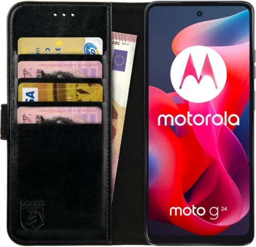 PU Θήκη Πορτοφόλι - Motorola Moto G24 / G24 Power / G04 - Rosso Element - Black (8719246446184)