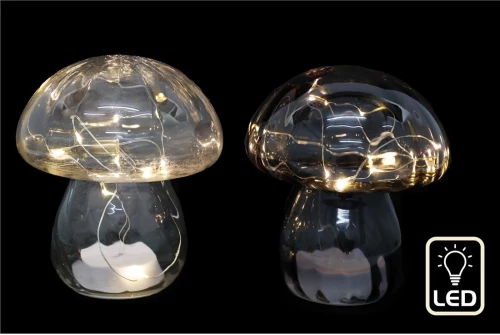 Μανιτάρι γυάλινο με LED 13,5X16cm