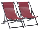 Outsunny σετ 2 Πτυσσόμενες Ξαπλώστρες Κόκκινες (84b-342wr) (Out84b-342wr)
