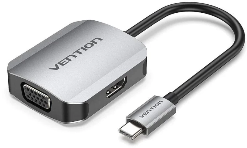 Vention Type-c to Hdmi/vga Converter 0.15m Gray Aluminum Alloy Type (Tdihb) (Ventdihb)