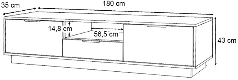 Έπιπλο τηλεόρασης Mensa Megapap χρώμα λευκό 180x35x43cm.