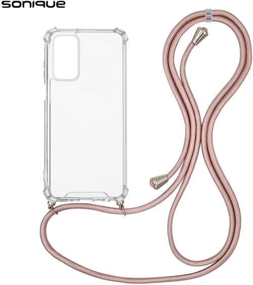 Θήκη Σιλικόνης με Κορδόνι Sonique Armor Clear Samsung Galaxy A25 5G Ροζ Χρυσό Σατινέ