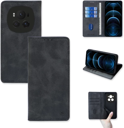 Θήκη Πορτοφόλι Vintage Magnet Wallet Sonique Honor Magic6 Pro 5G Μαύρο