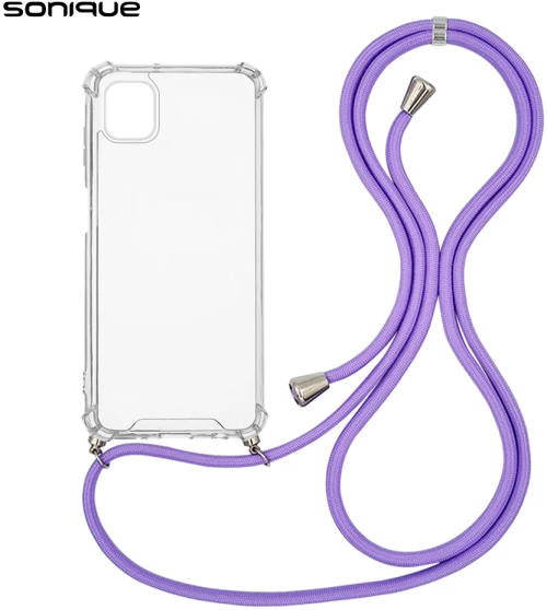 Θήκη Σιλικόνης με Κορδόνι Sonique Armor Clear Samsung Galaxy M13 4G Λιλά