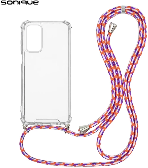 Θήκη Σιλικόνης με Κορδόνι Sonique Armor Clear Samsung Galaxy A25 5G Rainbow Κοραλλί