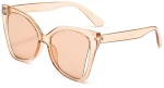 Techsuit - Sunglasses (5335) - for Women with PC Frame and Lens, Butterfly Shape - Pink / Champagne