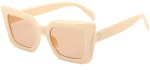 Techsuit - Sunglasses (5277) - for Women with PC Frame and Lens, Square Shape - Champagne / Brown