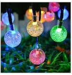 30 Λαμπάκια LED Πολύχρωμα Ηλιακά σε Σειρά με Μαύρο Καλώδιο και Προγράμματα Bubble