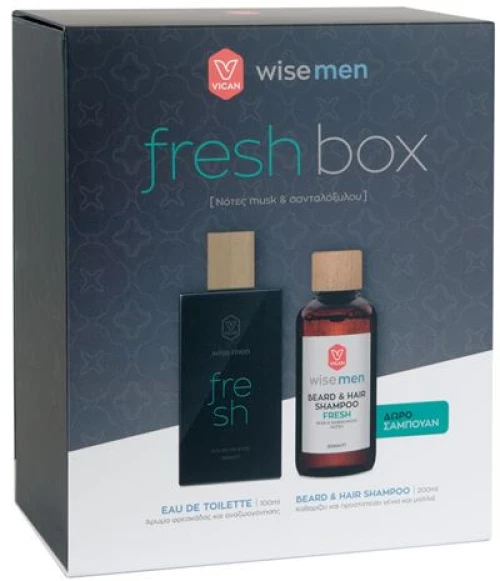 Vican Wise Men Fresh Box Ανδρικό Σετ με Eau de Toilette & Σαμπουάν για Μαλλιά και Γενειάδα, 2τμχ