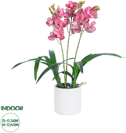 GloboStar® Artificial Garden PINK CHERRY CYMBIDIUM 21402 Διακοσμητικό Φυτό Φούξια Κυμβίδιο Υ60cm