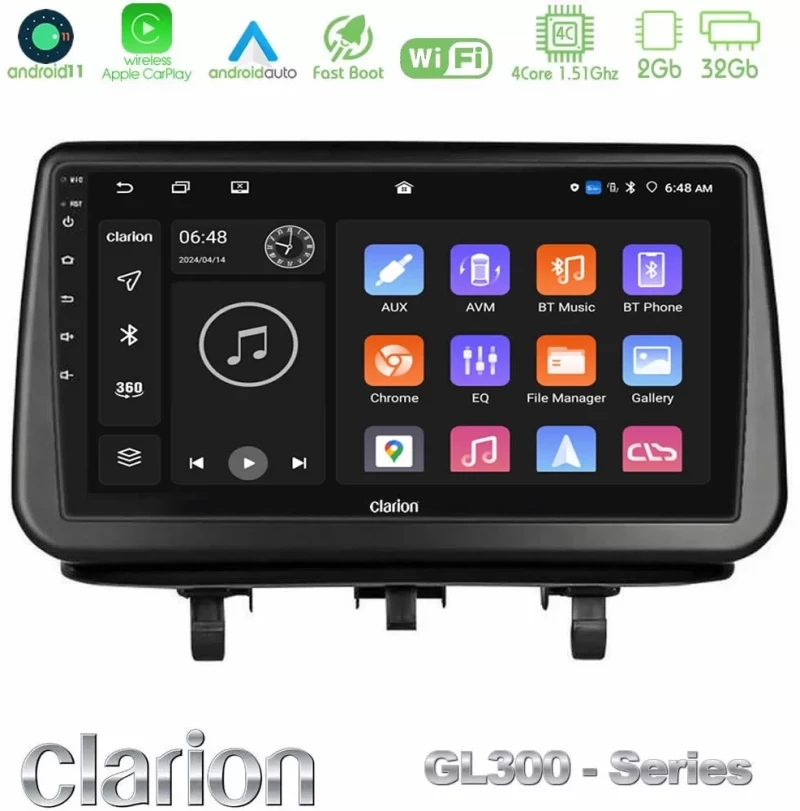 Clarion GL300 Series Opel Meriva B 2010-2017 4Core Android11 2+32GB Navigation Multimedia Tablet 9″ Με Carplay & Android Auto U-GL3-OP1342