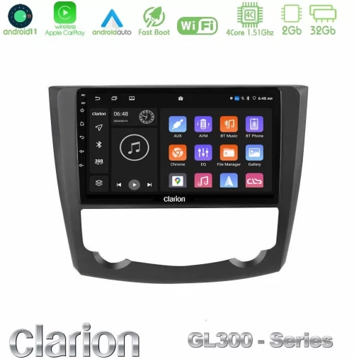 Clarion GL300 Series 4Core Android11 2+32GB Renault Kadjar Navigation Multimedia Tablet 9" Με Carplay & Android Auto U-GL3-RN0218