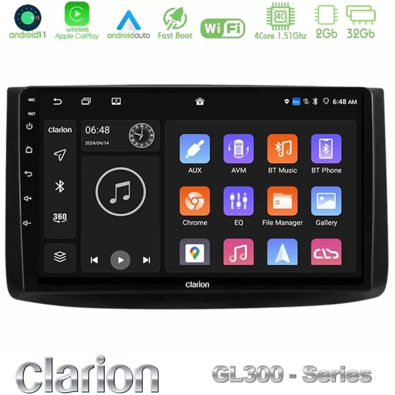 Clarion GL300 Series 4Core Android11 2+32GB Chevrolet Aveo 2006-2010 Navigation Multimedia Tablet 9" Με Carplay & Android Auto U-GL3-CV0725