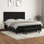 Κρεβάτι Boxspring με Στρώμα Μαύρο 180x200 εκ. Βελούδινο Μαύρο 3137739