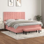 Κρεβάτι Boxspring με Στρώμα Ροζ 180x200 εκ. Βελούδινο Ροζ 3138102