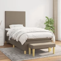Κρεβάτι Boxspring με Στρώμα Taupe 80x200 εκ. Υφασμάτινο μπεζ-γκρι 3136953