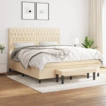 Κρεβάτι Boxspring με Στρώμα Κρεμ 180x200 εκ. Υφασμάτινο Κρεμ 3136858