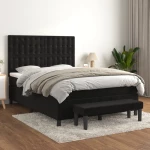 Κρεβάτι Boxspring με Στρώμα Μαύρο 140x200 εκ. Βελούδινο Μαύρο 3138087