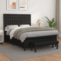 Κρεβάτι Boxspring με Στρώμα Μαύρο 140x200εκ.από Συνθετικό Δέρμα Μαύρο 3137665