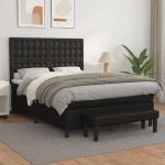 Κρεβάτι Boxspring με Στρώμα Μαύρο 140x200εκ.από Συνθετικό Δέρμα Μαύρο 3137665
