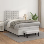 Κρεβάτι Boxspring με Στρώμα Λευκό 120x200εκ.από Συνθετικό Δέρμα Λευκό 3137654