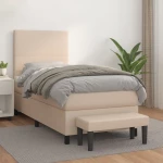 Κρεβάτι Boxspring με Στρώμα Καπουτσίνο 100x200εκ.από Συνθ.Δέρμα Καφέ 3137532