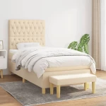 Κρεβάτι Boxspring με Στρώμα Κρεμ 100 x 200 εκ. Υφασμάτινο Κρεμ 3137378