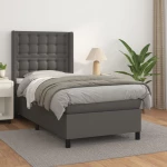 Κρεβάτι Boxspring με Στρώμα Γκρι 80 x 200 εκ. Συνθετικό Δέρμα Γκρι 3132469