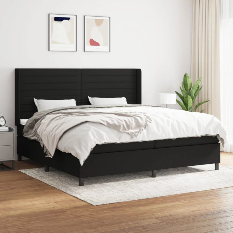 Κρεβάτι Boxspring με Στρώμα Μαύρο 200x200 εκ. Υφασμάτινο Μαύρο 3131539
