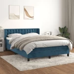 Κρεβάτι Boxspring με Στρώμα Σκούρο Μπλε 140x200 εκ. Βελούδινο Μπλε 3131205