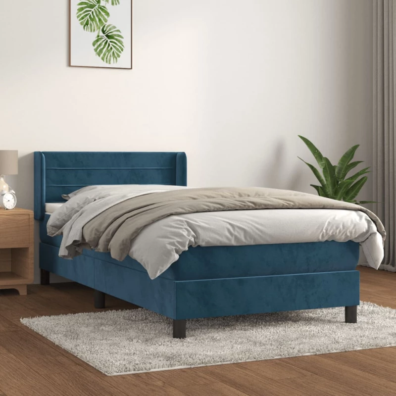 Κρεβάτι Boxspring με Στρώμα Σκούρο Μπλε 80 x 200 εκ. Βελούδινο Μπλε 3130989