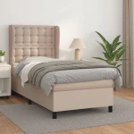 Κρεβάτι Boxspring με Στρώμα Καπουτσίνο 100x200εκ.από Συνθ.Δέρμα Καφέ 3129020