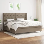 Κρεβάτι Boxspring με Στρώμα Taupe 200x200 εκ. Υφασμάτινο μπεζ-γκρι 3128233