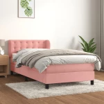Κρεβάτι Boxspring με Στρώμα Ροζ 100x200 εκ. Βελούδινο Ροζ 3127720