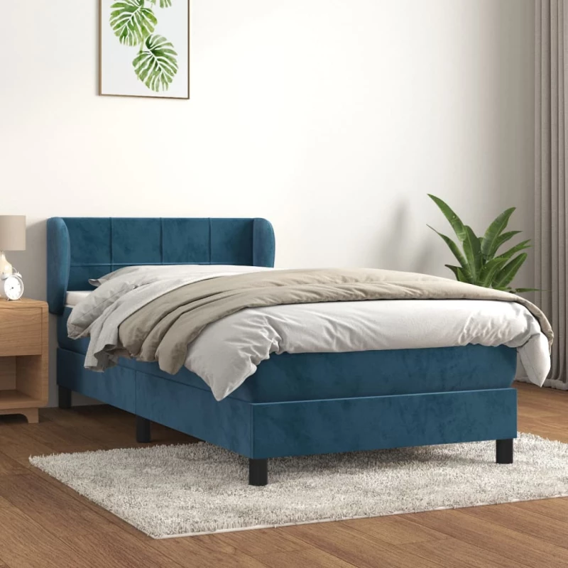 Κρεβάτι Boxspring με Στρώμα Σκούρο Μπλε 80 x 200 εκ. Βελούδινο Μπλε 3127461