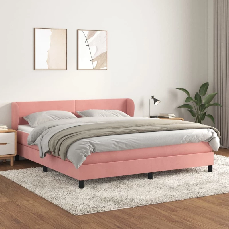 Κρεβάτι Boxspring με Στρώμα Ροζ 180x200 εκ. Βελούδινο Ροζ 3127390