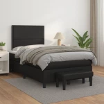 Κρεβάτι Boxspring με Στρώμα Μαύρο 120 x 200 εκ. Συνθετικό Δέρμα Μαύρο 3137593