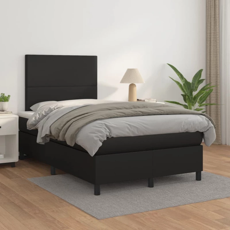 Κρεβάτι Boxspring με Στρώμα Μαύρο 120 x 200 εκ. Συνθετικό Δέρμα Μαύρο 3142713
