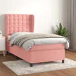 Κρεβάτι Boxspring με Στρώμα Ροζ 90x190 εκ. Βελούδινο Ροζ 3129428