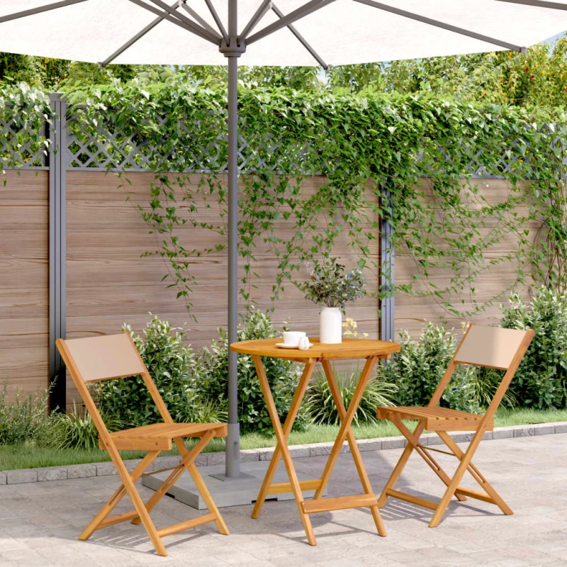 Σετ Επίπλων Bistro 3 τεμ. Μπεζ Ύφασμα/Μασίφ Πεύκου Μπεζ 3281847