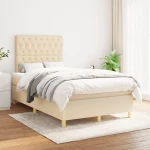 Κρεβάτι Boxspring με Στρώμα Κρεμ 120x200 εκ. Υφασμάτινο Κρεμ 3142566