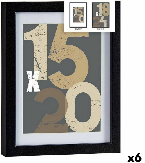 Κορνίζα 20,5 x 2,5 x 26,5 cm Μαύρο Γυαλί Ξύλο MDF (x6) S3625477