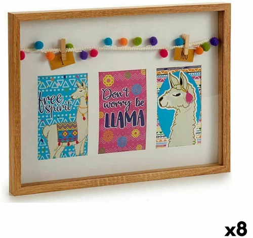 Κάδρα φωτογραφιών τοίχου Φούντες Φλόγα Πολύχρωμο Ξύλο 30 x 3 x 41 cm (8 Μονάδες) S3623640