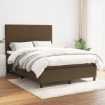 Κρεβάτι Boxspring με Στρώμα Σκούρο Καφέ 140x200 εκ Υφασμάτινο Καφέ 3141620